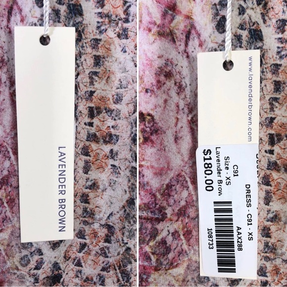 LAVENDER BROWN Dress Pink Multi Snake Print T Back Mini Dress - Picture 8 of 12